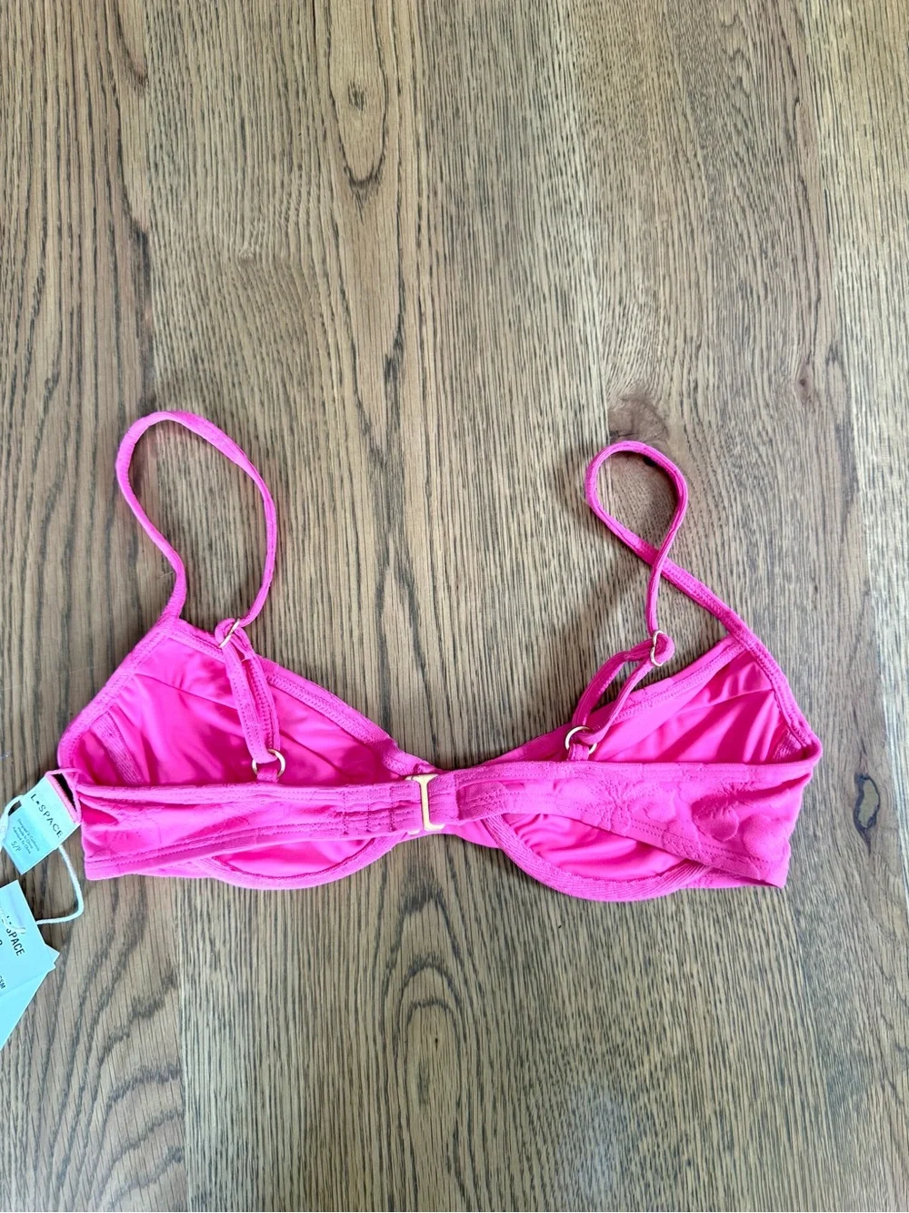L*Space Missy Bikini Top Pink Textured Underwire Size S NWT